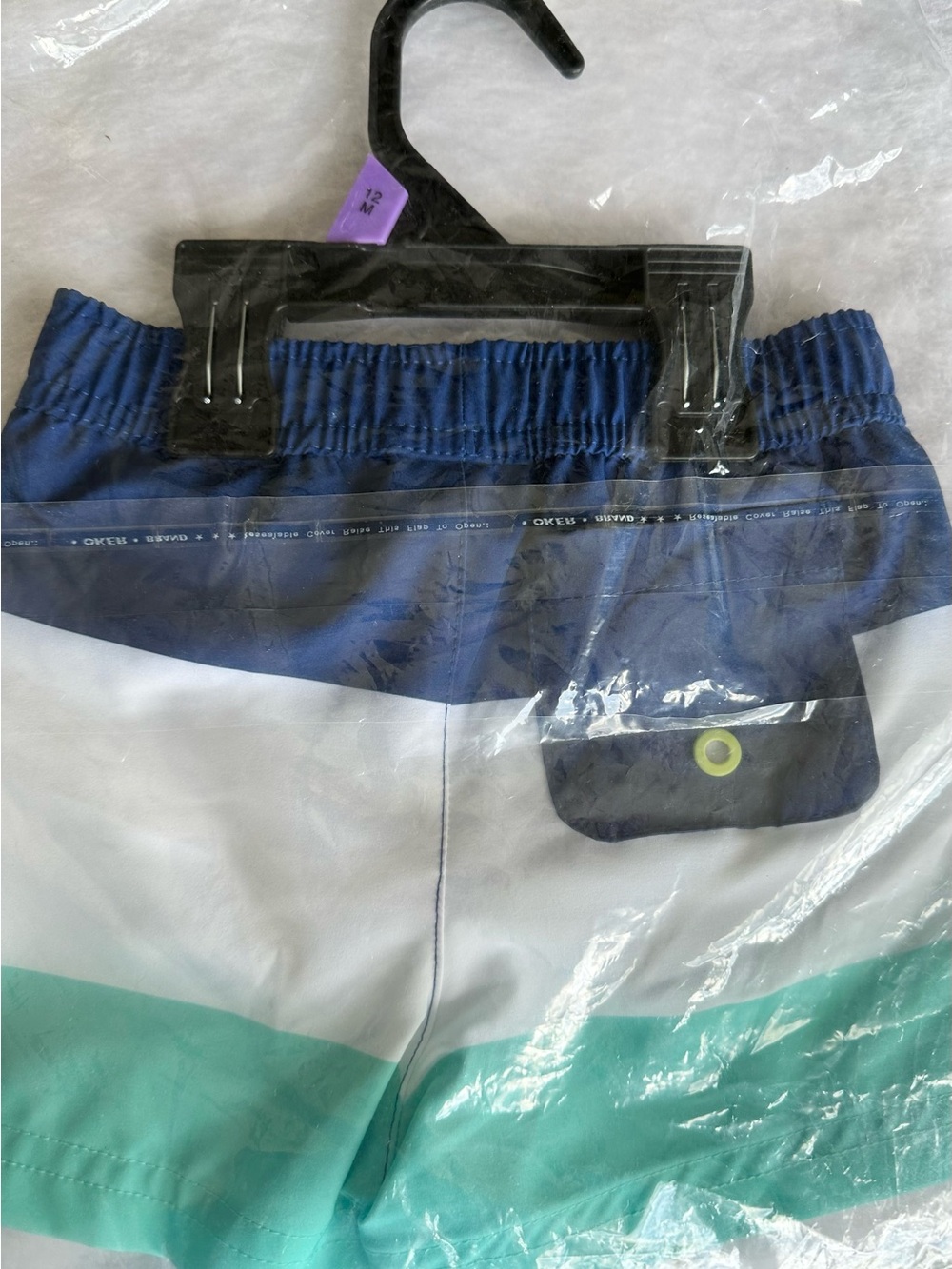 wonder nation Boys Colorblock Swim Shorts in Navy, White & Mint